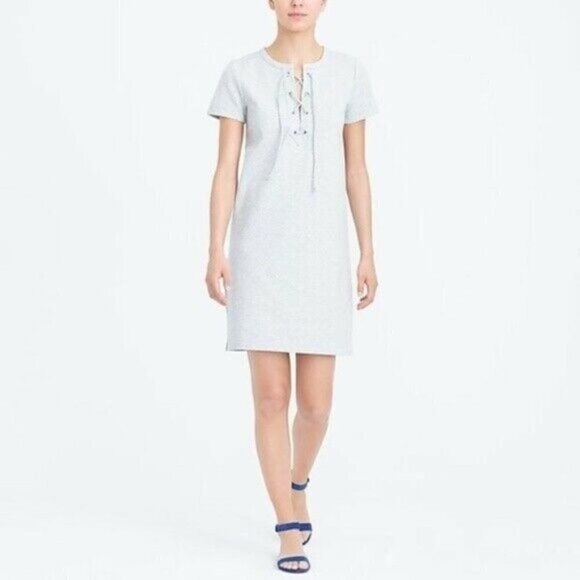 J. Crew Lace-Up Knit Dress Heathered Grey Small NWT‎ - Picture 1 of 6